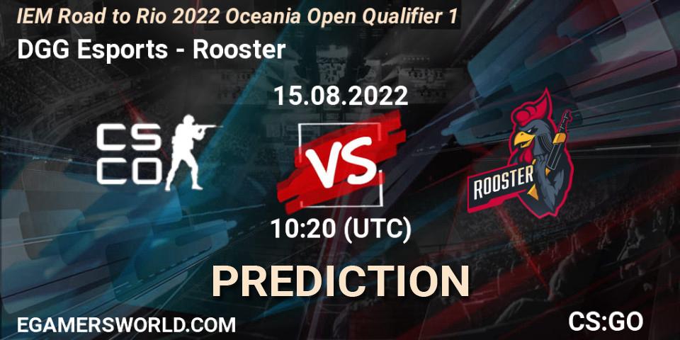 DGG Esports vs Rooster: Match Prediction. 15.08.2022 at 10:20, Counter-Strike (CS2), IEM Road to Rio 2022 Oceania Open Qualifier 1