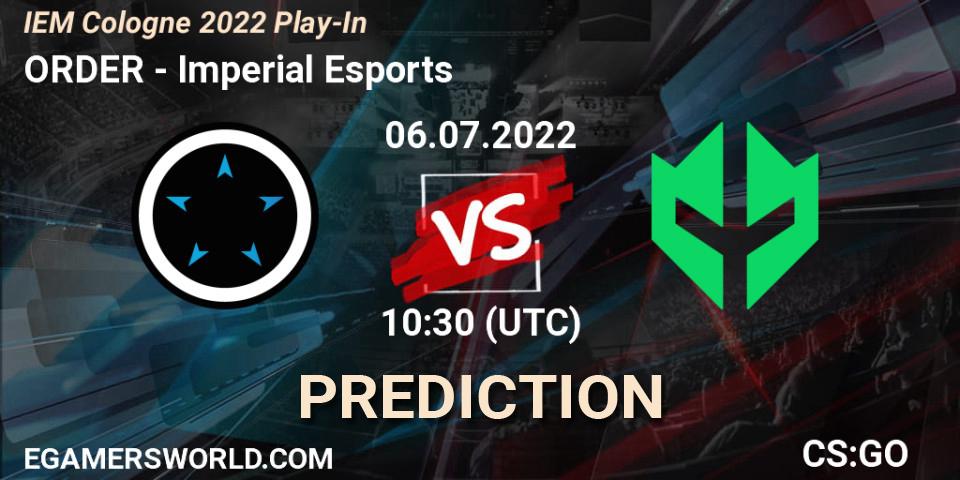 ORDER vs Imperial Esports: Match Prediction. 06.07.2022 at 10:30, Counter-Strike (CS2), IEM Cologne 2022 Play-In