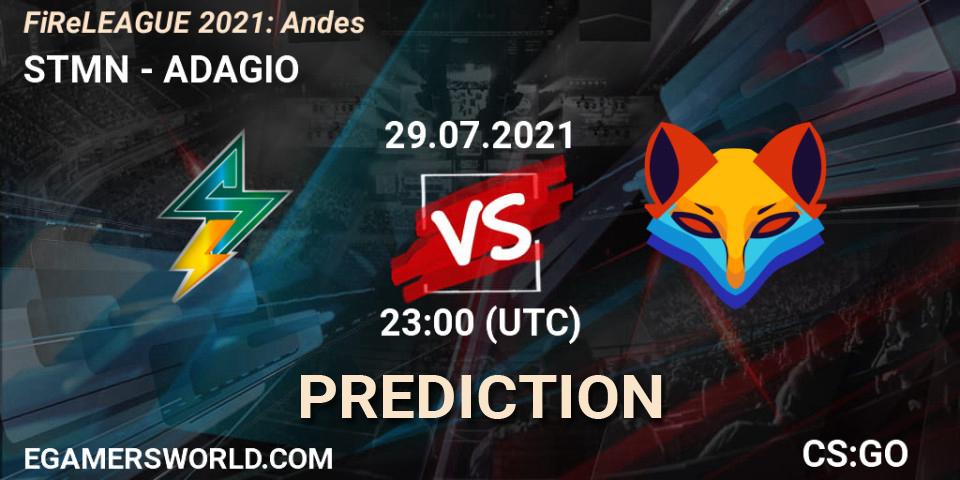 STMN vs ADAGIO: Match Prediction. 29.07.2021 at 23:00, Counter-Strike (CS2), FiReLEAGUE 2021: Andes