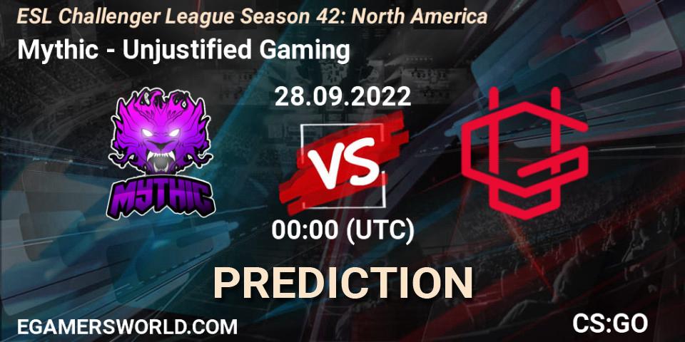 Mythic vs Unjustified Gaming: Match Prediction. 28.09.2022 at 00:00, Counter-Strike (CS2), ESL Challenger League Season 42: North America