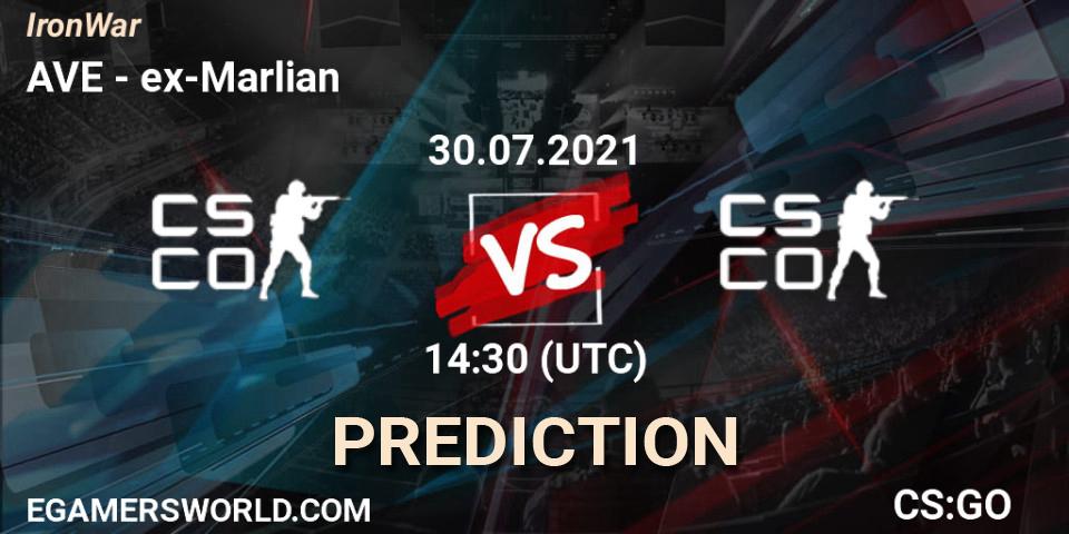 AVE vs ex-Marlian: Match Prediction. 30.07.2021 at 14:40, Counter-Strike (CS2), IronWar