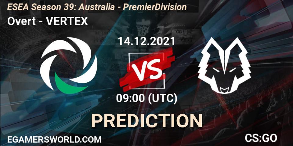 Overt vs VERTEX: Match Prediction. 15.12.2021 at 09:00, Counter-Strike (CS2), ESEA Season 39: Australia - Premier Division