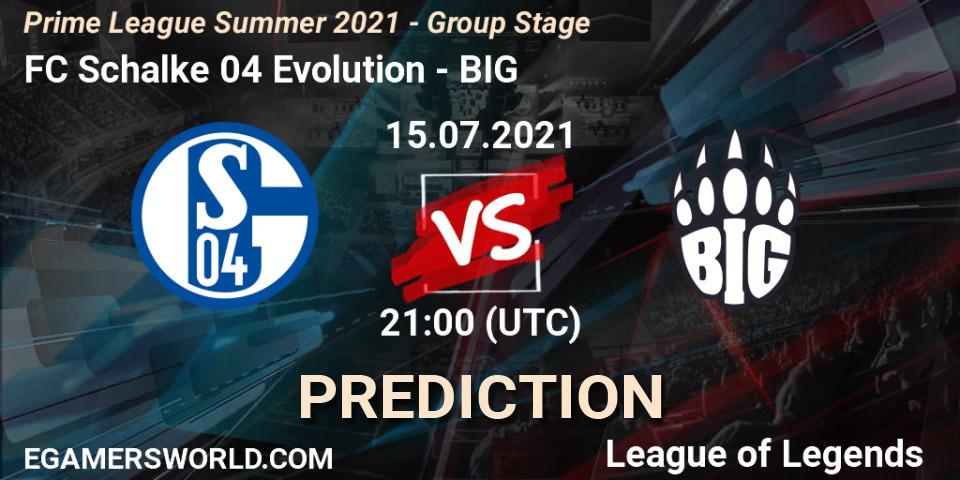 FC Schalke 04 Evolution vs BIG: Match Prediction. 15.07.21, LoL, Prime League Summer 2021 - Group Stage