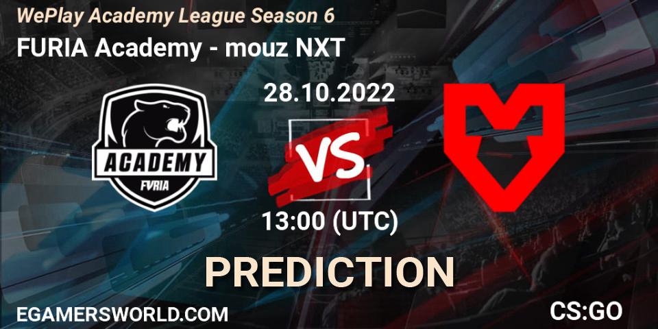 FURIA Academy vs mouz NXT: Match Prediction. 28.10.2022 at 14:00, Counter-Strike (CS2), WePlay Academy League Season 6