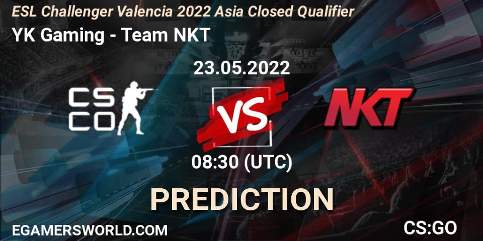 YK Gaming vs Team NKT: Match Prediction. 23.05.2022 at 08:30, Counter-Strike (CS2), ESL Challenger Valencia 2022 Asia Closed Qualifier