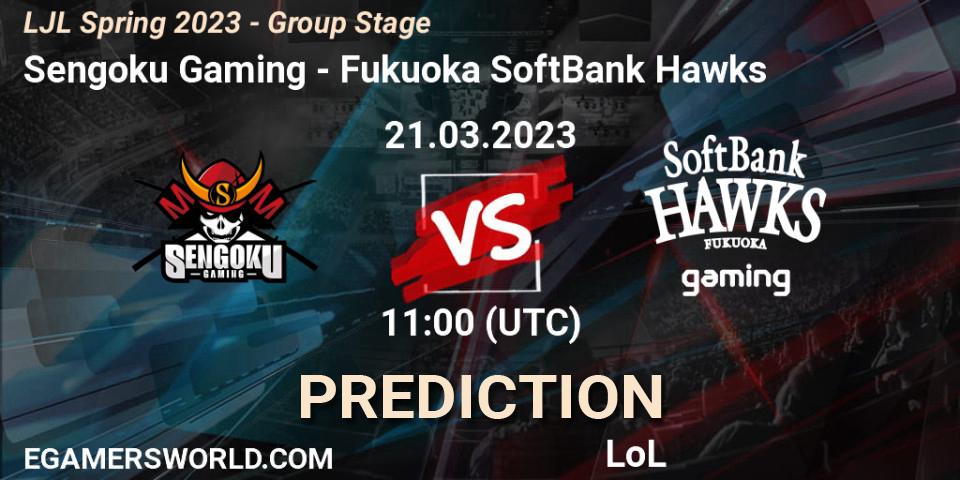 Sengoku Gaming vs Fukuoka SoftBank Hawks: Match Prediction. 21.03.2023 at 11:00, LoL, LJL Spring 2023 - Group Stage