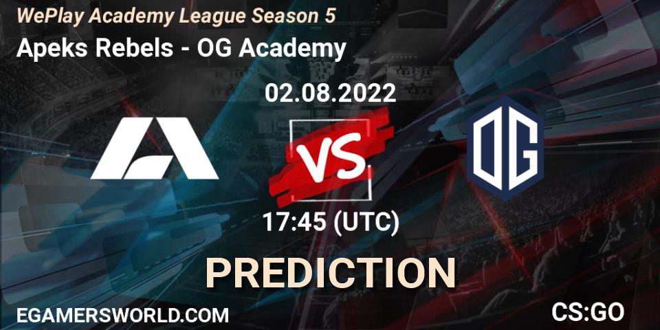 Apeks Rebels vs OG Academy: Match Prediction. 02.08.2022 at 17:20, Counter-Strike (CS2), WePlay Academy League Season 5
