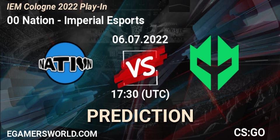 00 Nation vs Imperial Esports: Match Prediction. 06.07.2022 at 18:30, Counter-Strike (CS2), IEM Cologne 2022 Play-In