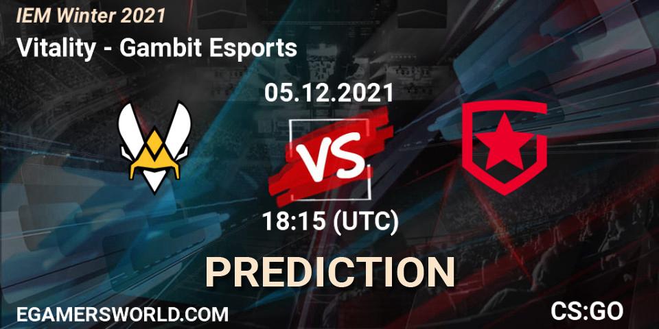 Vitality vs Gambit Esports: Match Prediction. 05.12.2021 at 18:30, Counter-Strike (CS2), IEM Winter 2021