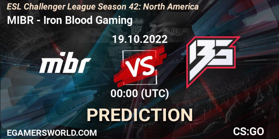 MIBR vs Iron Blood Gaming: Match Prediction. 19.10.2022 at 00:00, Counter-Strike (CS2), ESL Challenger League Season 42: North America