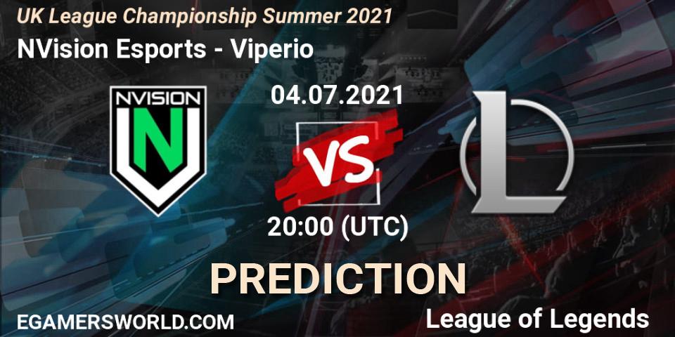NVision Esports vs Viperio: Match Prediction. 04.07.2021 at 20:00, LoL, UK League Championship Summer 2021