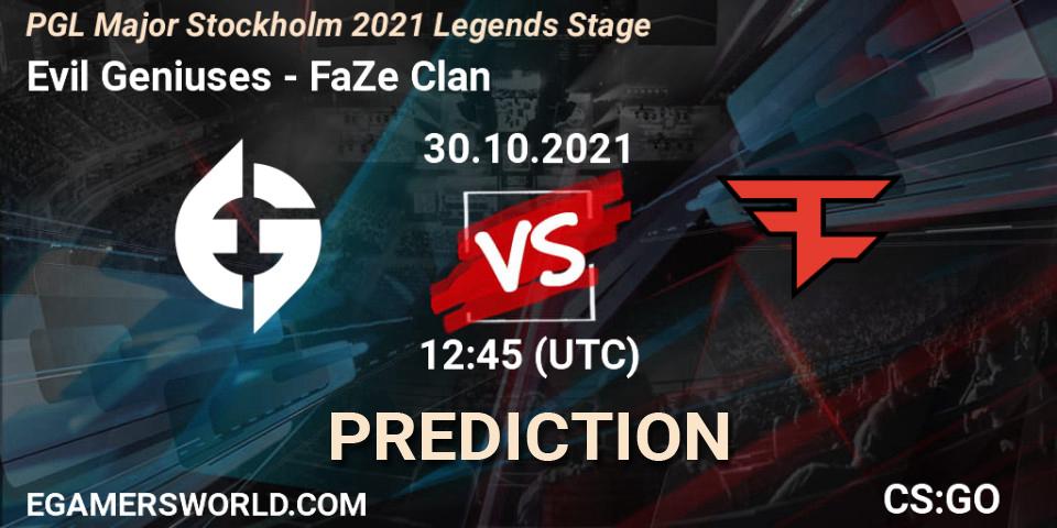 Evil Geniuses vs FaZe Clan: Match Prediction. 30.10.2021 at 09:00, Counter-Strike (CS2), PGL Major Stockholm 2021 Legends Stage