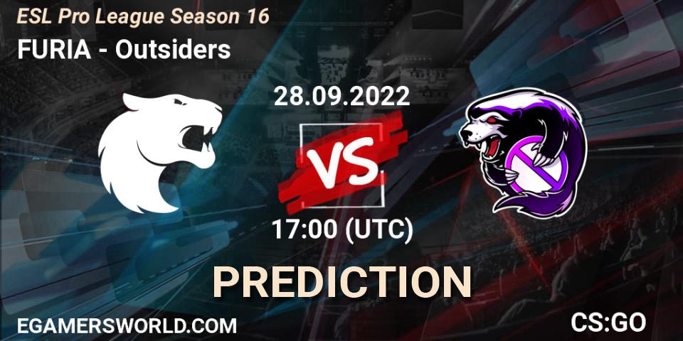 FURIA vs Outsiders: Match Prediction. 28.09.22, CS2 (CS:GO), ESL Pro League Season 16