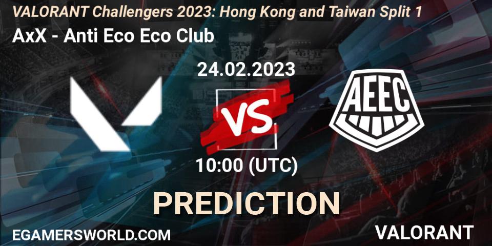 AxX vs Anti Eco Eco Club: Match Prediction. 24.02.2023 at 08:00, VALORANT, VALORANT Challengers 2023: Hong Kong and Taiwan Split 1