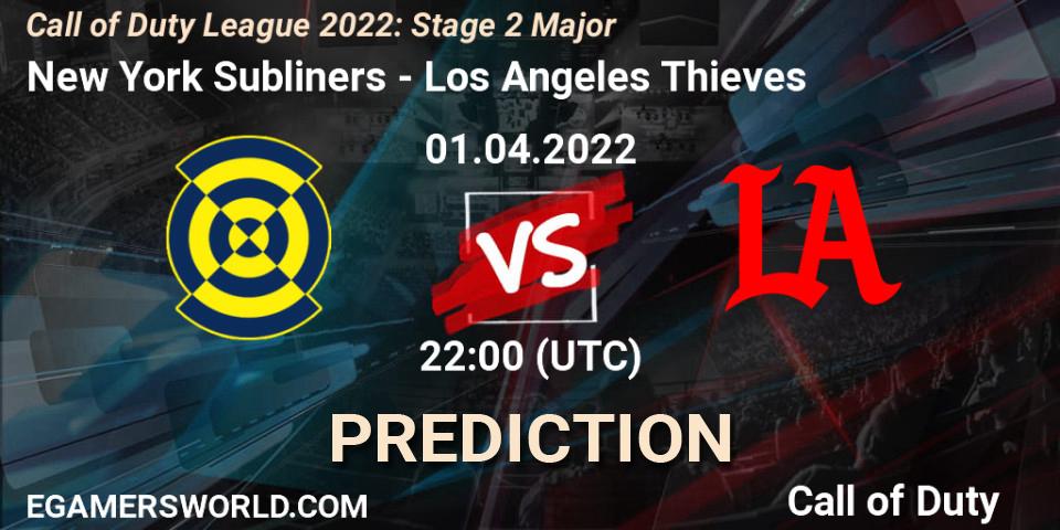 New York Subliners vs Los Angeles Thieves: Match Prediction. 01.04.2022 at 22:30, Call of Duty, Call of Duty League 2022: Stage 2 Major