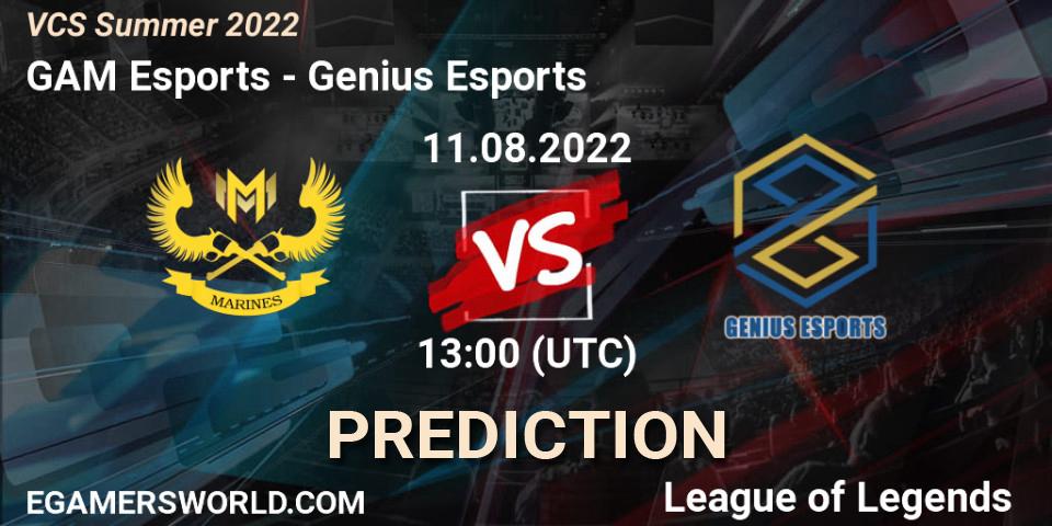 GAM Esports vs Genius Esports: Match Prediction. 11.08.2022 at 13:00, LoL, VCS Summer 2022