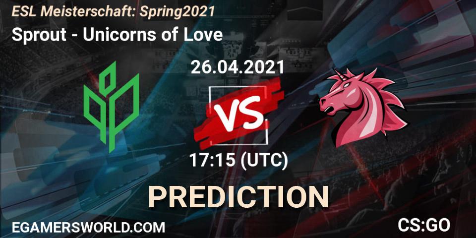 Sprout vs Unicorns of Love: Match Prediction. 26.04.2021 at 17:15, Counter-Strike (CS2), ESL Meisterschaft: Spring 2021