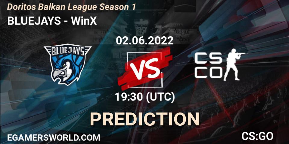 BLUEJAYS vs WinX: Match Prediction. 02.06.2022 at 19:30, Counter-Strike (CS2), Doritos Balkan League Season 1