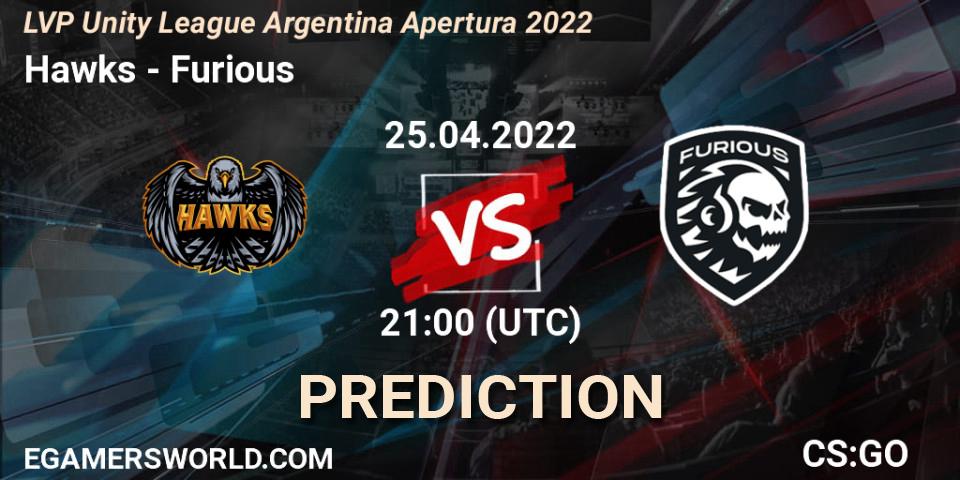 Hawks vs Furious: Match Prediction. 25.04.22, CS2 (CS:GO), LVP Unity League Argentina Apertura 2022