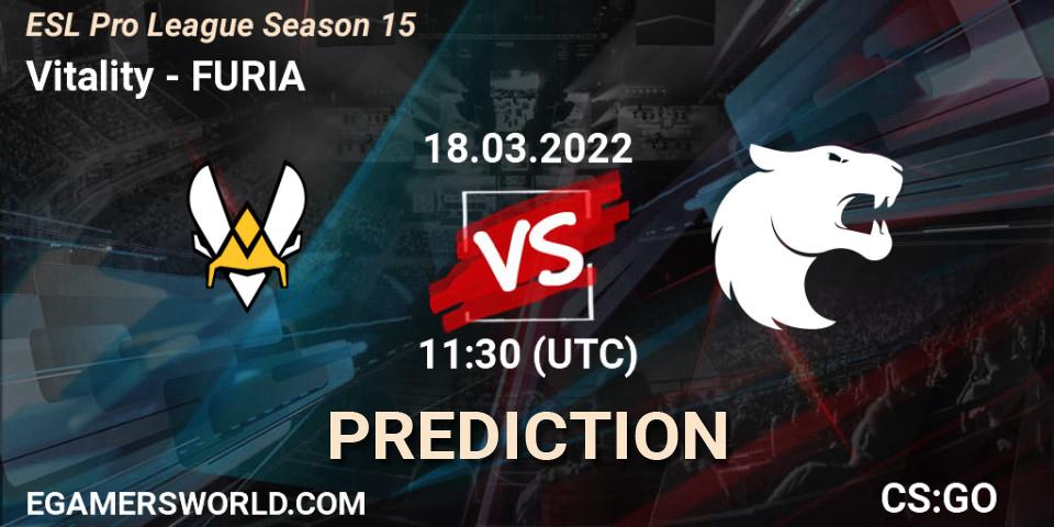 Vitality vs FURIA: Match Prediction. 18.03.2022 at 11:30, Counter-Strike (CS2), ESL Pro League Season 15