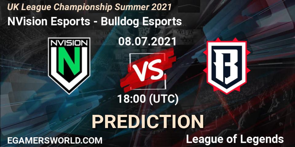 NVision Esports vs Bulldog Esports: Match Prediction. 08.07.2021 at 18:00, LoL, UK League Championship Summer 2021
