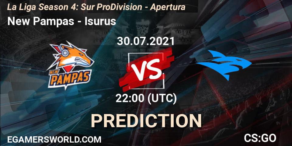 New Pampas vs Isurus: Match Prediction. 30.07.2021 at 22:00, Counter-Strike (CS2), La Liga Season 4: Sur Pro Division - Apertura