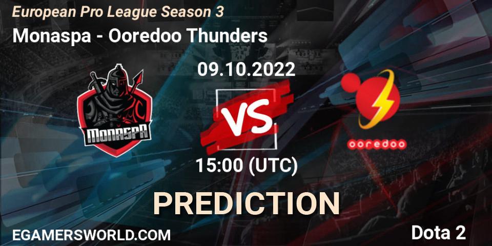 Monaspa vs Ooredoo Thunders: Match Prediction. 09.10.2022 at 15:06, Dota 2, European Pro League Season 3 