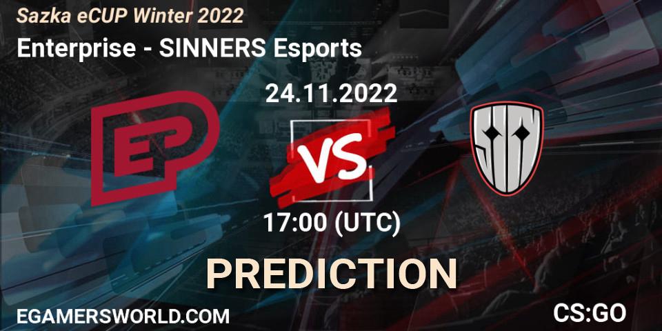 Enterprise vs SINNERS Esports: Match Prediction. 24.11.2022 at 17:00, Counter-Strike (CS2), Sazka eCUP Winter 2022