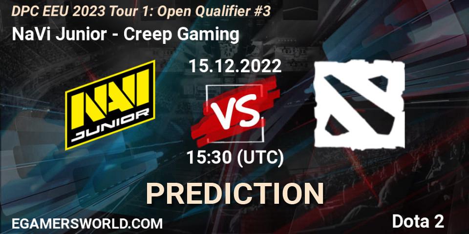 NaVi Junior vs Creep Gaming: Match Prediction. 15.12.2022 at 15:55, Dota 2, DPC EEU 2023 Tour 1: Open Qualifier #3