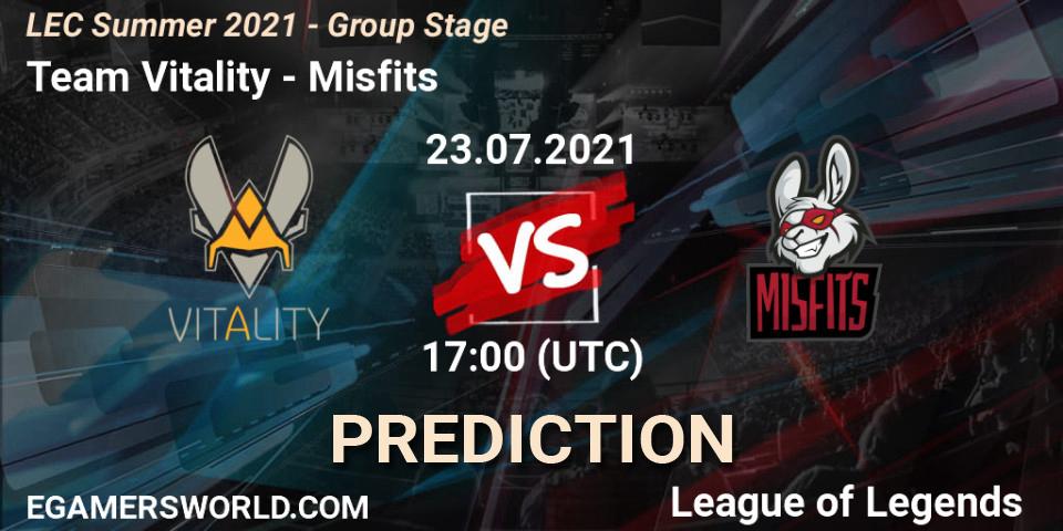 Team Vitality vs Misfits: Match Prediction. 13.06.2021 at 16:00, LoL, LEC Summer 2021 - Group Stage