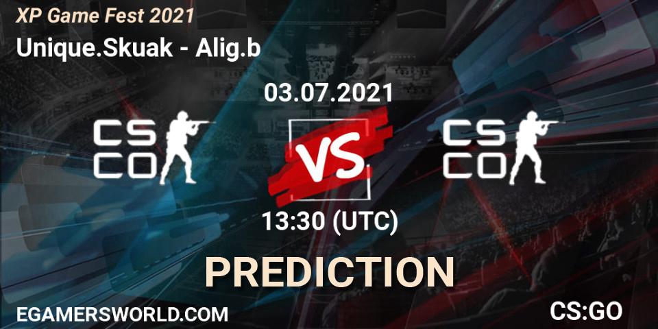 Unique.Skuak vs Alig.b: Match Prediction. 03.07.2021 at 14:10, Counter-Strike (CS2), XP Game Fest 2021