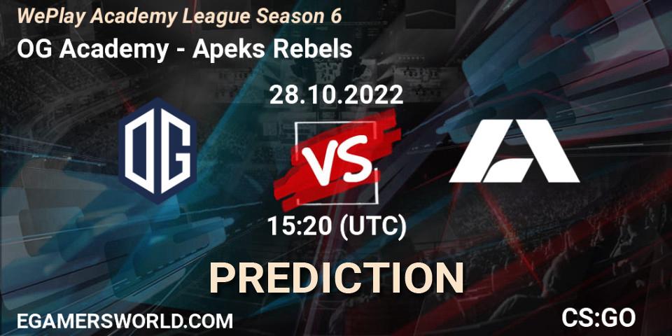 OG Academy vs Apeks Rebels: Match Prediction. 27.10.2022 at 16:30, Counter-Strike (CS2), WePlay Academy League Season 6
