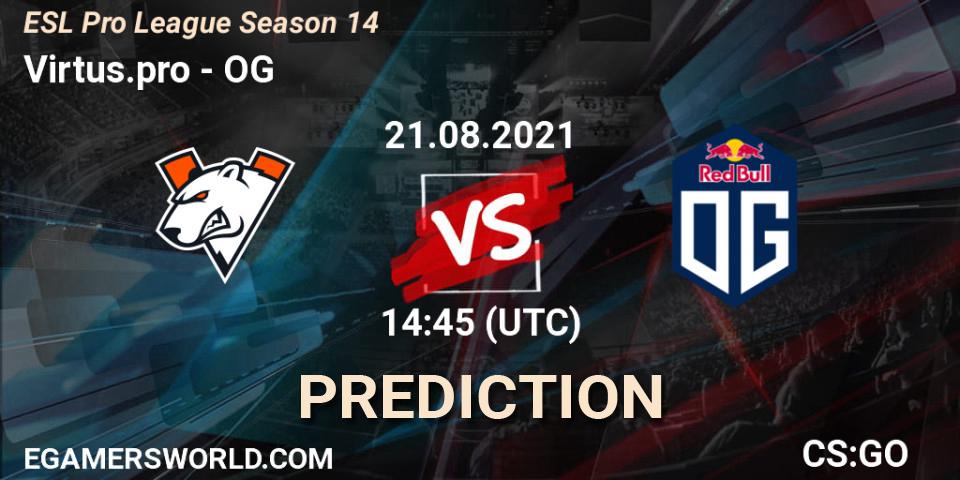 Virtus.pro vs OG: Match Prediction. 21.08.2021 at 15:20, Counter-Strike (CS2), ESL Pro League Season 14