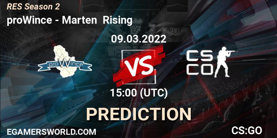 proWince vs Marten Rising: Match Prediction. 09.03.2022 at 18:00, Counter-Strike (CS2), RES Season 2