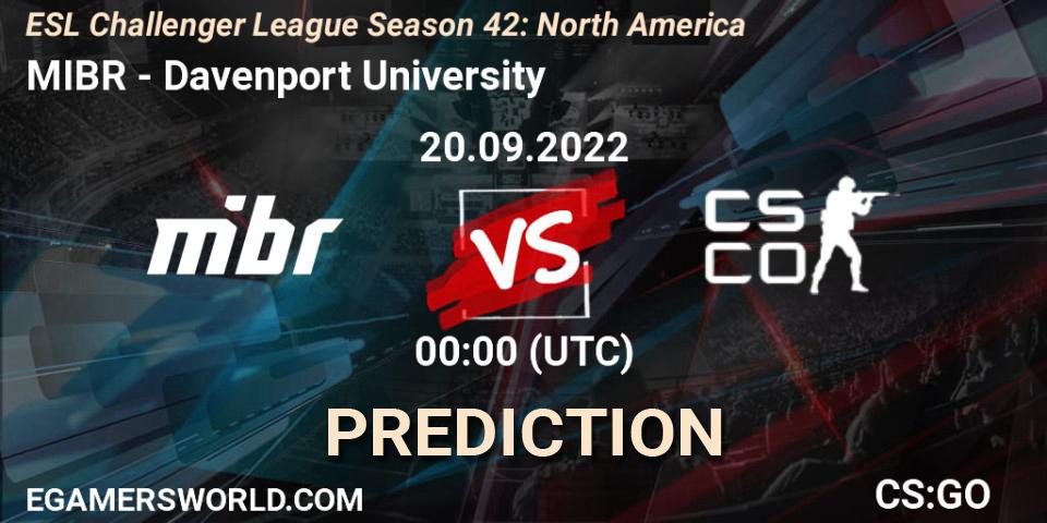 MIBR vs Davenport University: Match Prediction. 20.09.2022 at 01:30, Counter-Strike (CS2), ESL Challenger League Season 42: North America