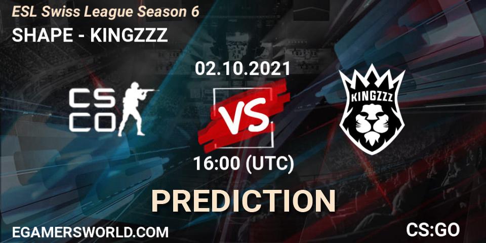 SHAPE vs KINGZZZ: Match Prediction. 02.10.2021 at 16:05, Counter-Strike (CS2), ESL Swiss League Season 6