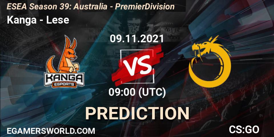 Kanga vs Lese: Match Prediction. 09.11.2021 at 09:00, Counter-Strike (CS2), ESEA Season 39: Australia - Premier Division