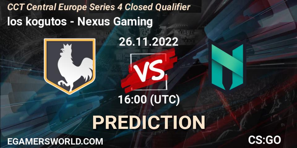 los kogutos vs Nexus Gaming: Match Prediction. 26.11.2022 at 17:00, Counter-Strike (CS2), CCT Central Europe Series 4 Closed Qualifier