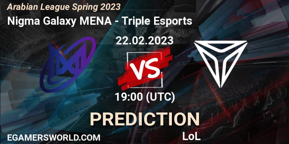 Nigma Galaxy MENA vs Triple Esports: Match Prediction. 22.02.23, LoL, Arabian League Spring 2023