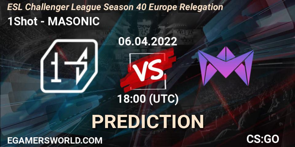 1Shot vs MASONIC: Match Prediction. 06.04.2022 at 19:00, Counter-Strike (CS2), ESL Challenger League Season 40 Europe Relegation