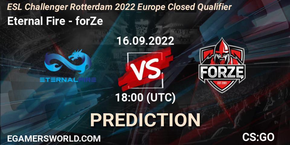 Eternal Fire vs forZe: Match Prediction. 16.09.2022 at 18:00, Counter-Strike (CS2), ESL Challenger Rotterdam 2022 Europe Closed Qualifier