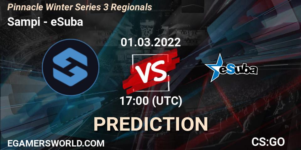 Sampi vs eSuba: Match Prediction. 01.03.2022 at 17:05, Counter-Strike (CS2), Pinnacle Winter Series 3 Regionals