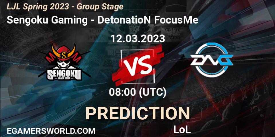 Sengoku Gaming vs DetonatioN FocusMe: Match Prediction. 12.03.2023 at 08:00, LoL, LJL Spring 2023 - Group Stage