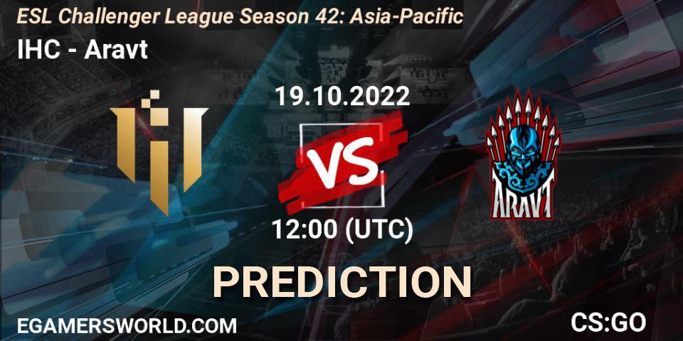 IHC vs Aravt: Match Prediction. 19.10.2022 at 12:00, Counter-Strike (CS2), ESL Challenger League Season 42: Asia-Pacific