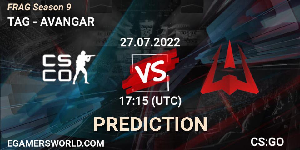 TAG vs AVANGAR: Match Prediction. 27.07.2022 at 17:15, Counter-Strike (CS2), FRAG Season 9