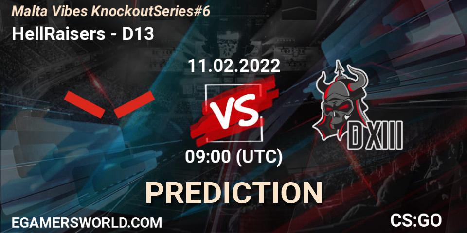 HellRaisers vs D13: Match Prediction. 11.02.2022 at 09:00, Counter-Strike (CS2), Malta Vibes Knockout Series #6