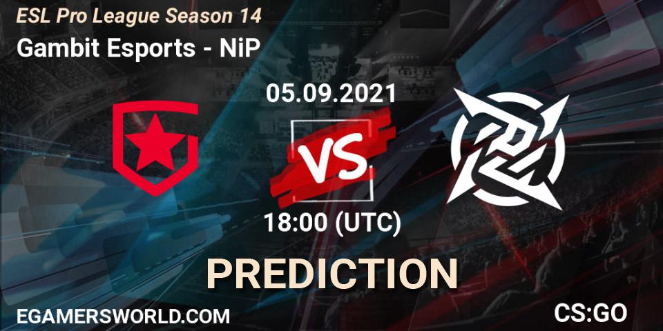 Gambit Esports vs NiP: Match Prediction. 05.09.2021 at 18:00, Counter-Strike (CS2), ESL Pro League Season 14