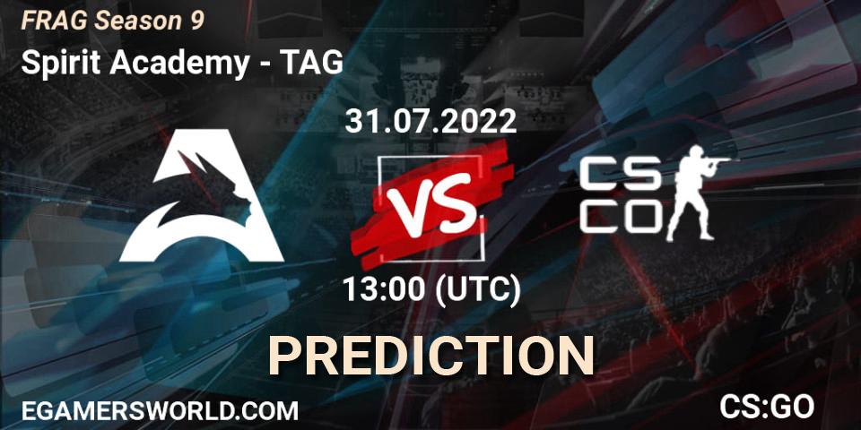 Spirit Academy vs TAG: Match Prediction. 31.07.2022 at 12:00, Counter-Strike (CS2), FRAG Season 9