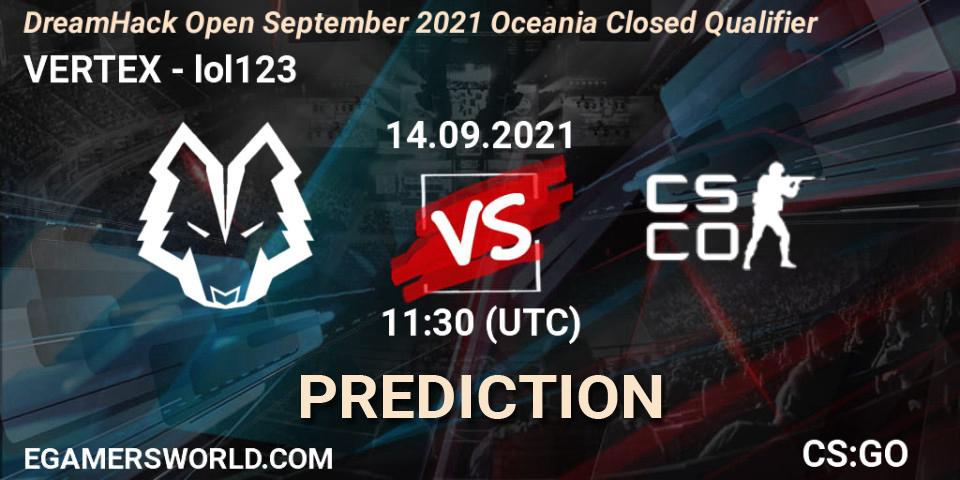 VERTEX vs lol123: Match Prediction. 14.09.21, CS2 (CS:GO), DreamHack Open September 2021 Oceania Closed Qualifier