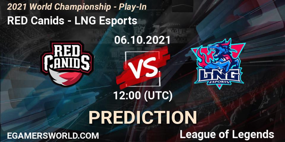 RED Canids vs LNG Esports: Match Prediction. 06.10.2021 at 12:00, LoL, 2021 World Championship - Play-In